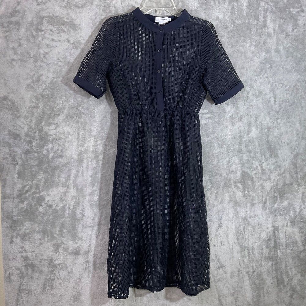 Lili Sidonio Molly Bracken Mesh shirt dress resort cover up size M dark navy